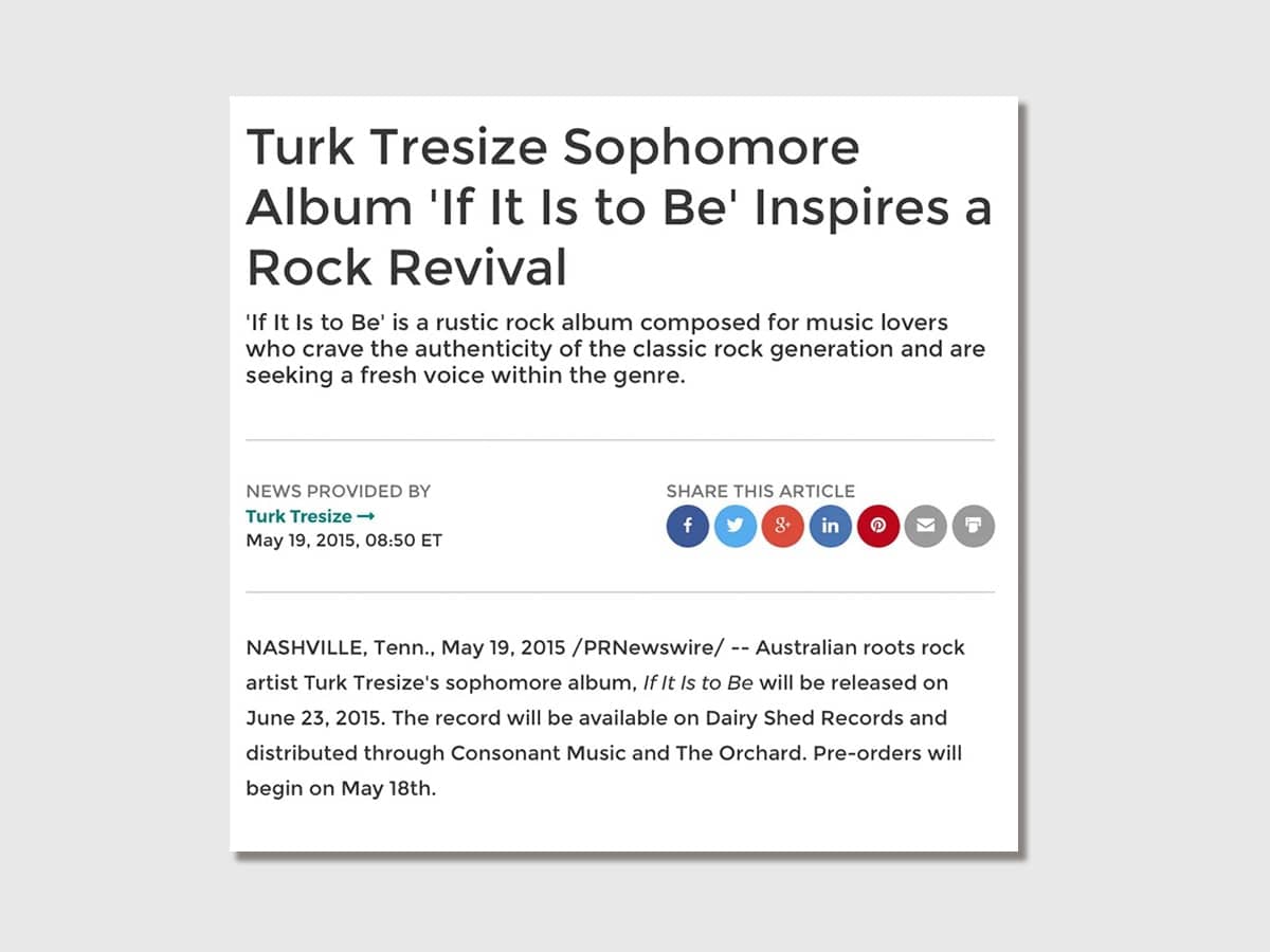 Turk Tresize Press Release Distribution